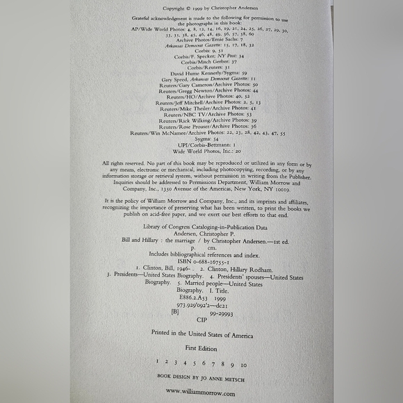 Bill & Hillary The Marriage Christopher Andersen 99 Home Accent Coffe Table book - Picture 10 of 14